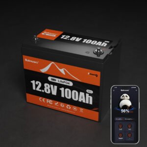 Smart 12.8V 100Ah Mini Bluetooth LiFePO4 Lithium Battery 1280Wh Power Energy with Low-Temp Protection